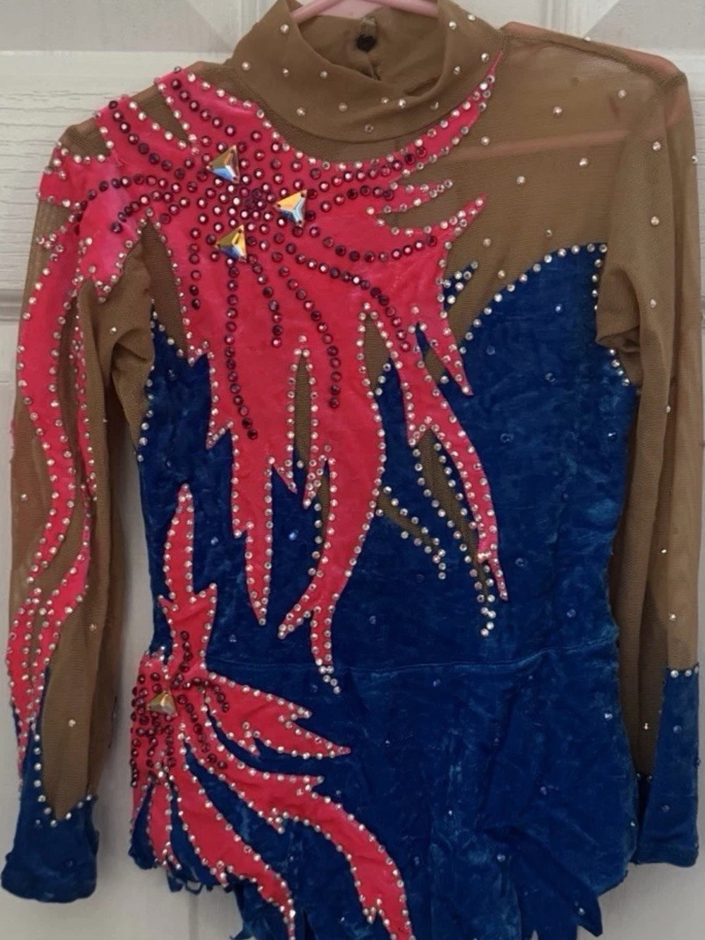 Rhythmic gymnastics leotard 4-6 years old Velvet Blue and pink